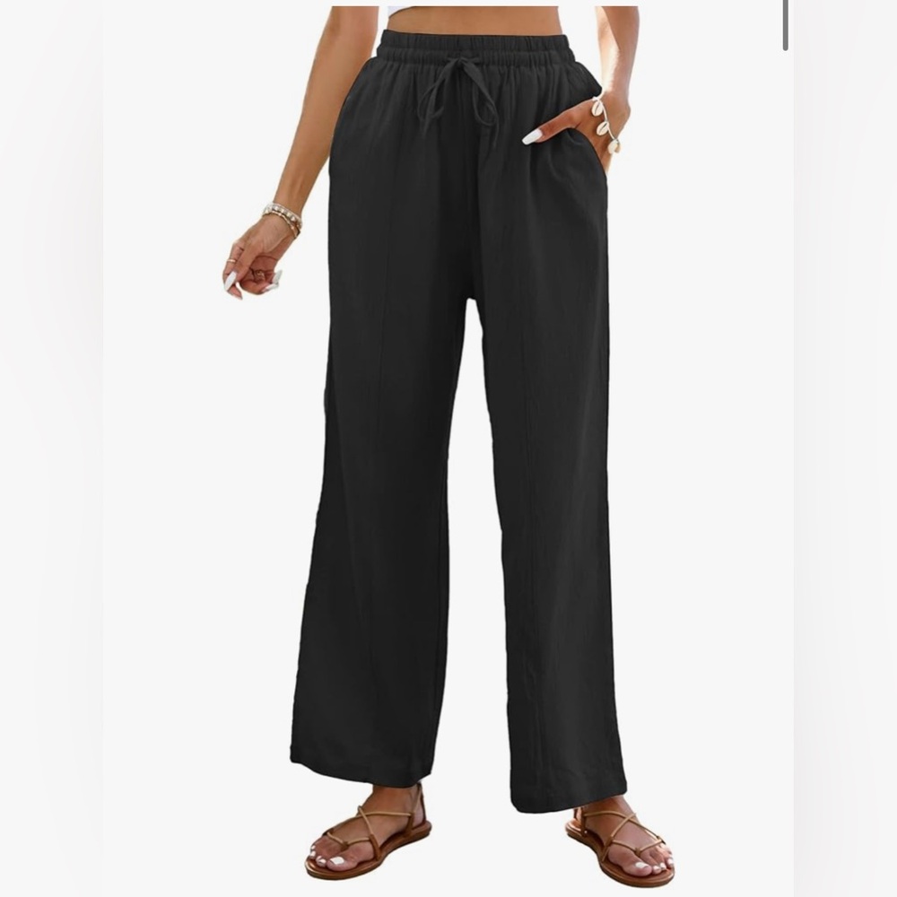 Black Wide Leg High-Rise Pants